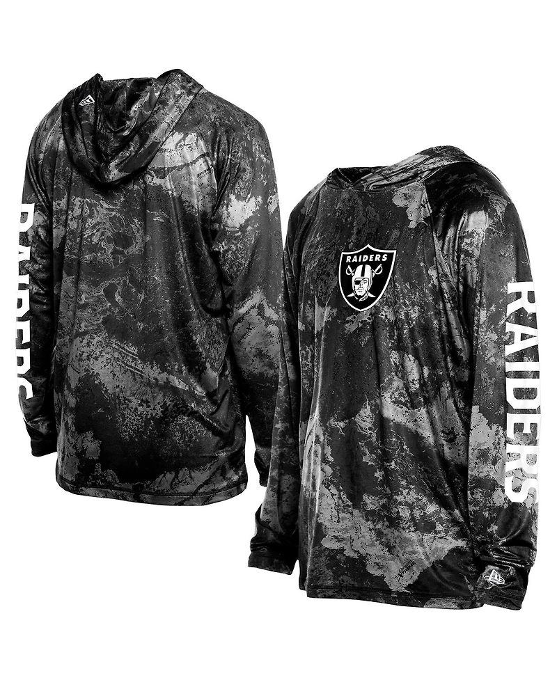 New Era Men's Black Las Vegas Raiders Realtree Xtreme Camo Raglan Long Sleeve Hooded T-Shirt