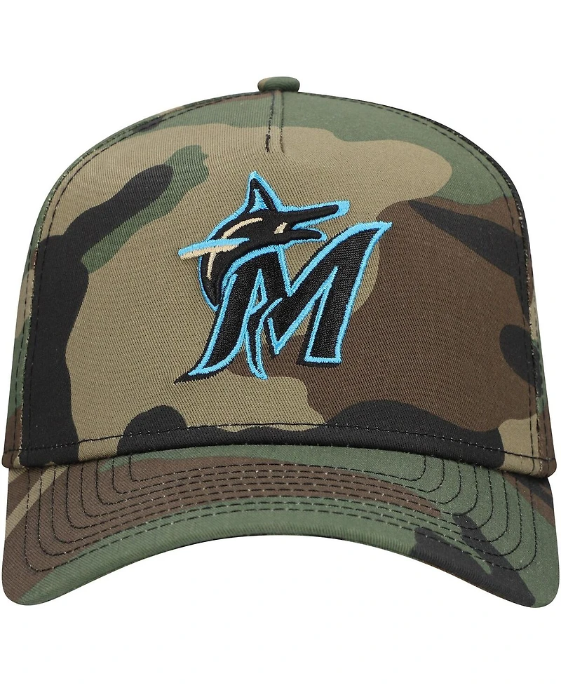 New Era Men's Camo Miami Marlins Woodland Team Pop 9FORTY A-Frame Adjustable Hat