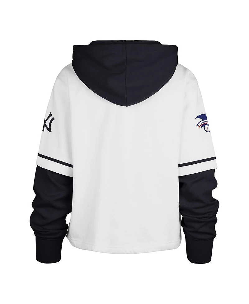 '47 Brand Women's White New York Yankees Trifecta Shortstop Cropped Pullover Hoodie