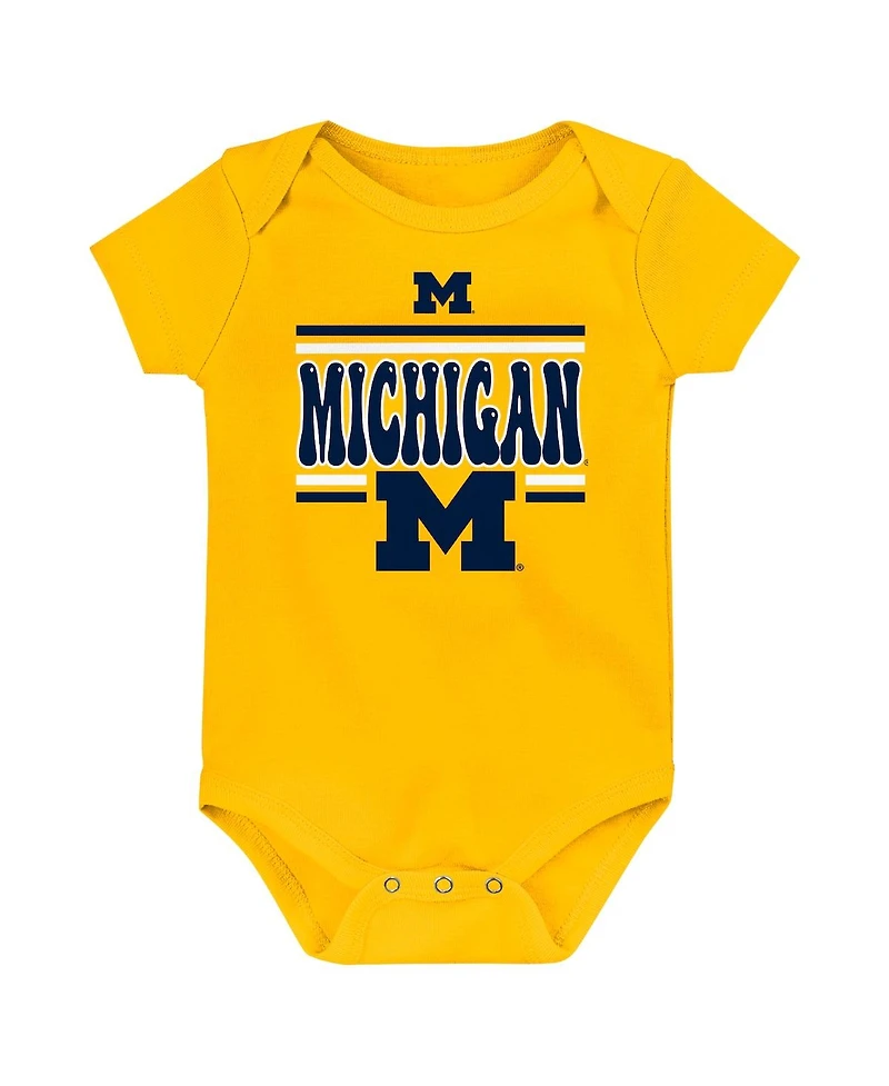 Outerstuff Baby Boys and Girls 3-Pack Michigan Wolverines Sunday Comics Bodysuit Set