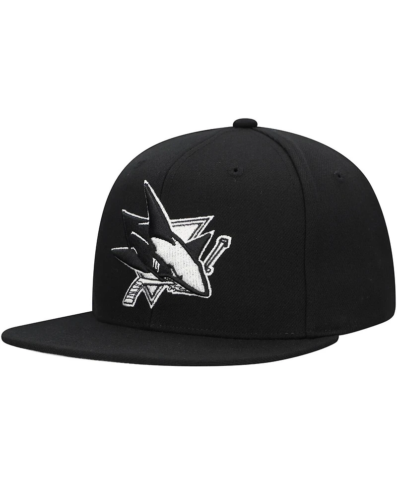 Mitchell & Ness Men's Black San Jose Sharks Team Snapback Hat