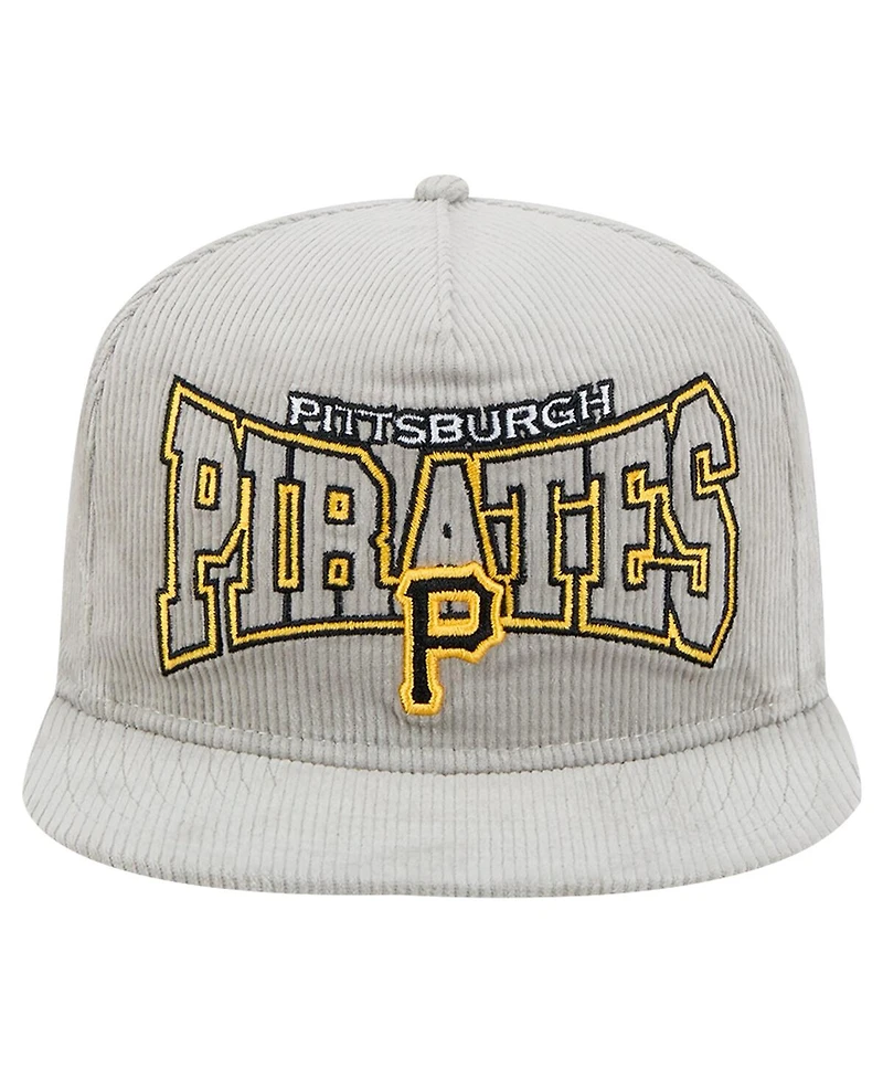 New Era Men's Gray Pittsburgh Pirates Corduroy Golfer Snapback Hat
