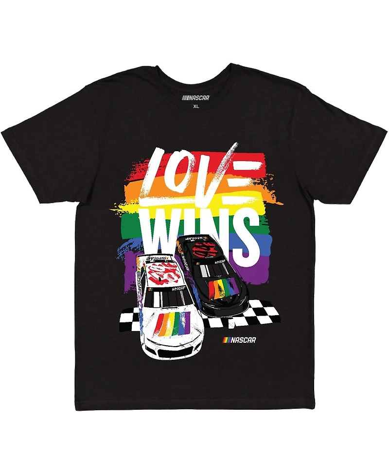 Checkered Flag Sports Men's Black Nascar Love Wins Pride T-Shirt
