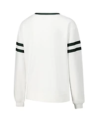 Concepts Sport Women's White Michigan State Spartans Borough French Terry Arch Over Long Sleeve T-Shirt