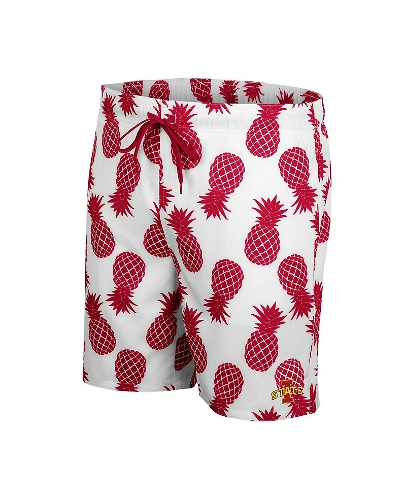 Colosseum Men's White Iowa State Cyclones Pineapples Swim Shorts