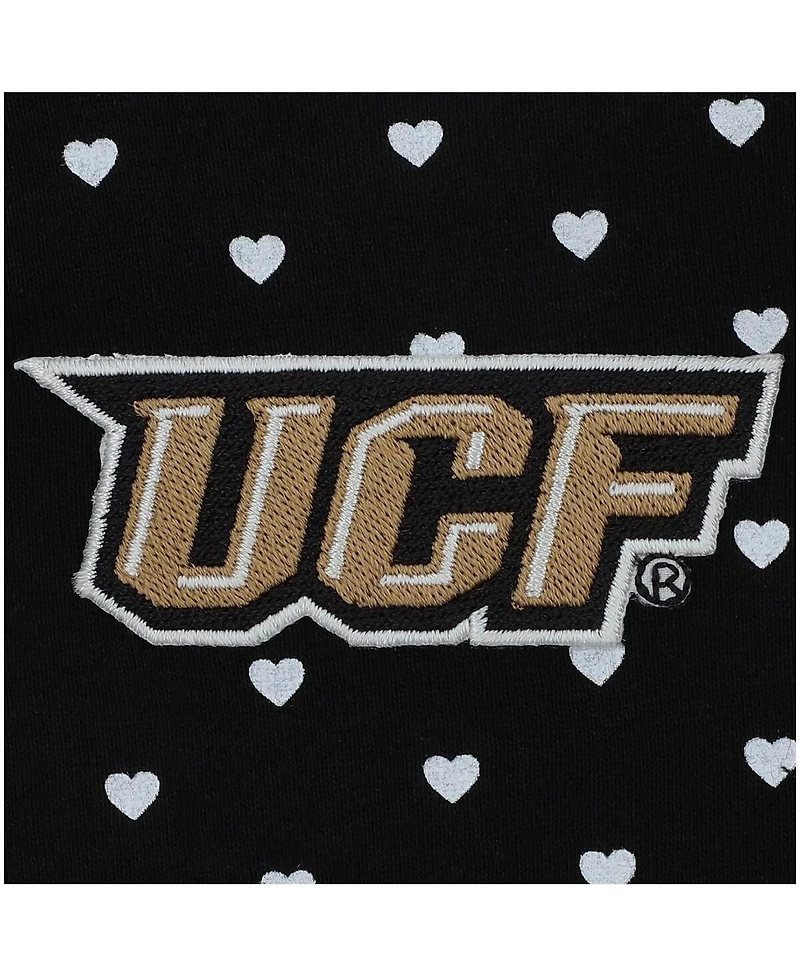 Two Feet Ahead Girls Baby Boys and Girls Black Ucf Knights Hearts Bodysuit and Headband