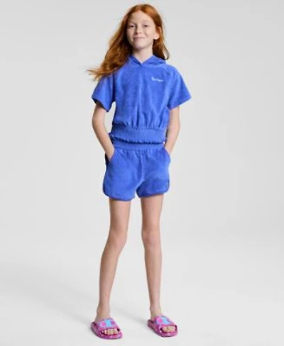 Champion Big Girls Terry Smocked Waist Pullover Hoodie Ruched Terry Pull On Shorts