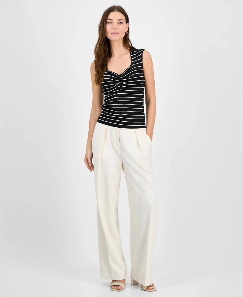Bar Iii Women's Striped Knit Sweetheart-Neck Top, Exclusively at Macy's