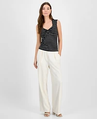 Bar Iii Women's Striped Knit Sweetheart-Neck Top, Exclusively at Macy's