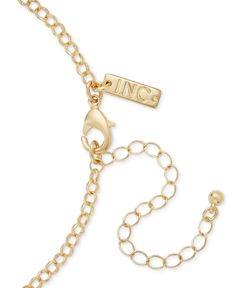 I.n.c. International Concepts Gold-Tone Pave & Imitation Pearl Shell Fringe Statement Pendant Necklace, 31" + 3" extender, Exclusively at Macy's