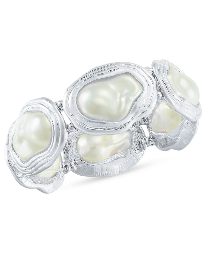 I.n.c. International Concepts Silver-Tone Mother-of-Pearl Stretch Bracelet, Exclusively at Macy's