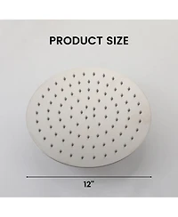 12 Inch Round 304 Stainless Steel Rain Shower Head - High Pressure, 360° Adjustable, Rust-Resistant, with Air-Injection Technology