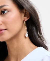 I.n.c. International Concepts Gold-Tone Baroque Imitation Pearl Charm C-Hoop Earrings, Exclusively at Macy's