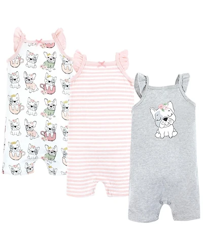 Hudson Baby Girls Cotton Rompers Whimsical Dog, 0-3 Months