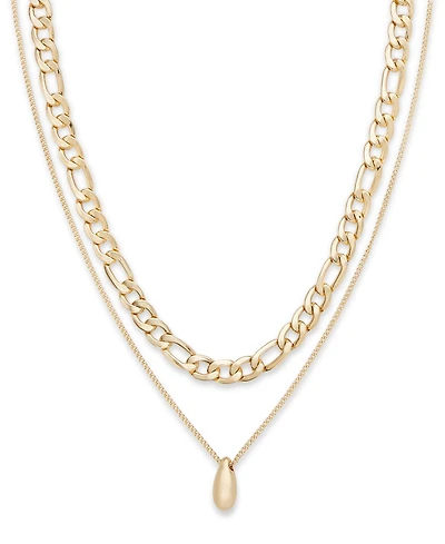 On 34th Gold-Tone Nugget Mixed Chain Layered Pendant Necklace, 18" + 3" extender, Exclusively at Macy's