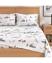 Linery & Co. Ultra-Soft Turkish Cotton Flannel Holiday Print Sheet Set