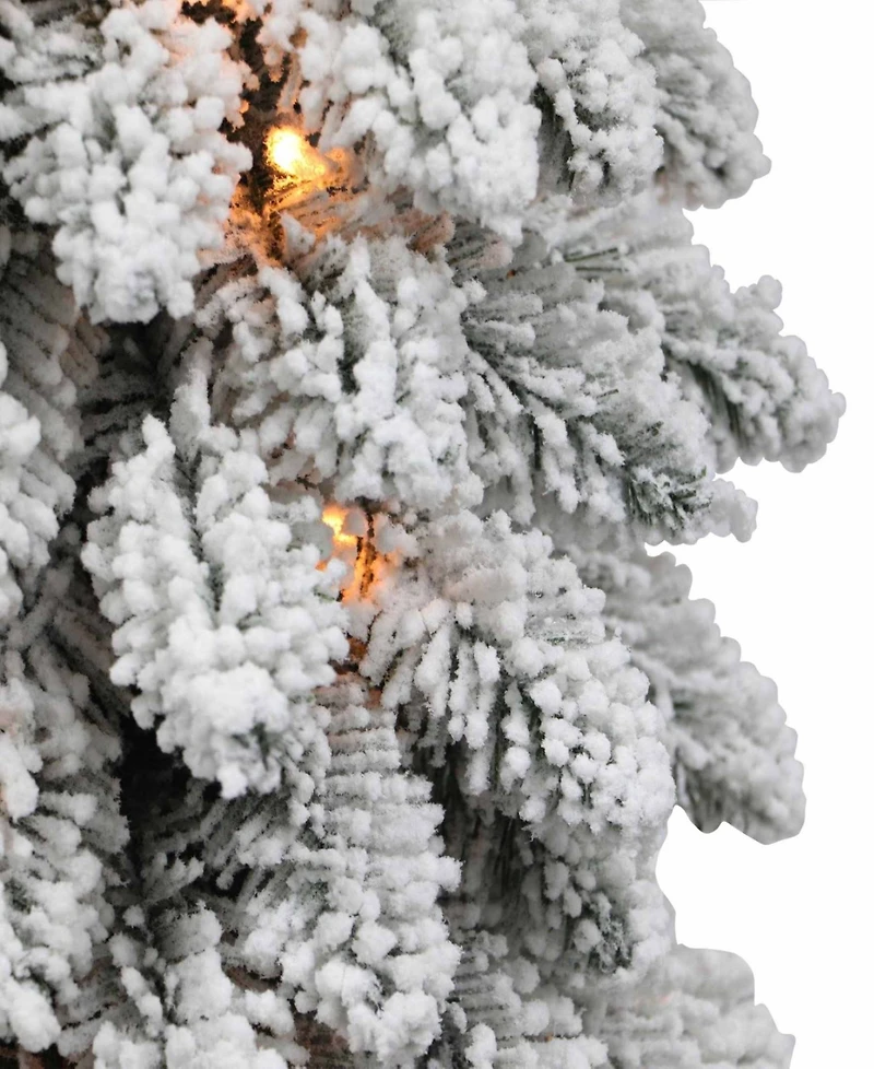 Puleo Pre-Lit Flocked Pencil Alpine Artificial Christmas Tree with 35 Lights, 3'