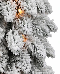 Puleo Pre-Lit Flocked Pencil Alpine Artificial Christmas Tree with 35 Lights, 3'