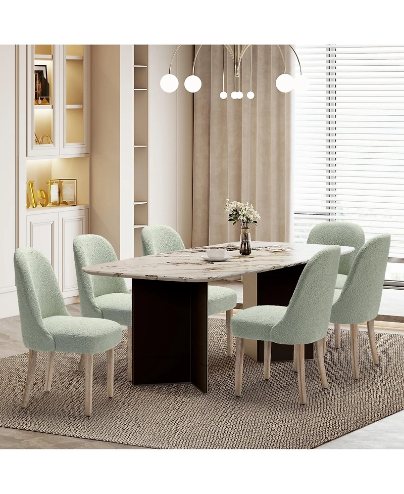 Mid-Century Modern Upholstered Boucle Dining Chair (Set of 6)