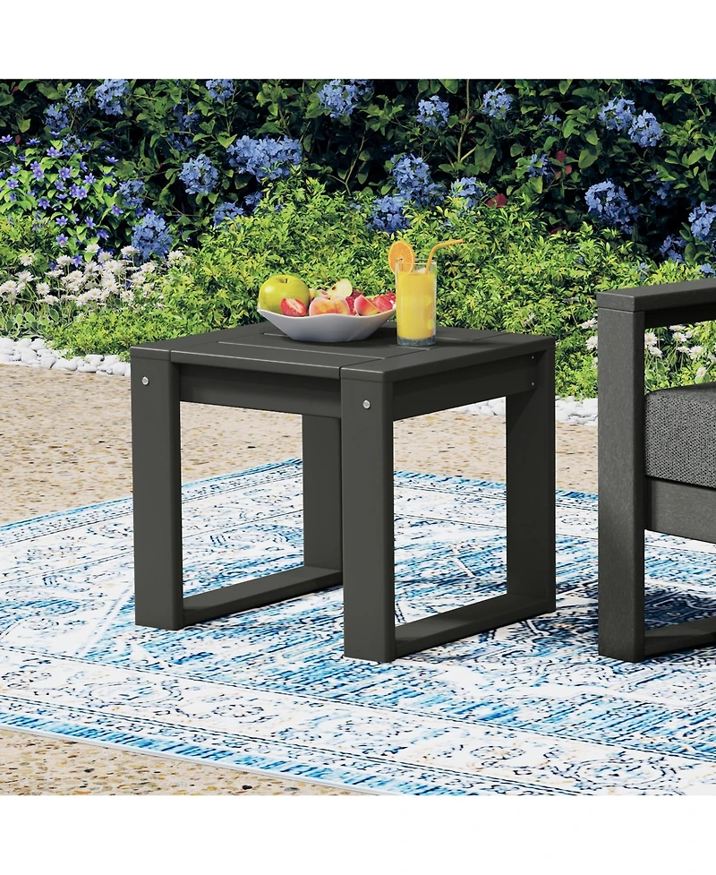 Modern Outdoor Hdpe Rectangle Patio Side Table