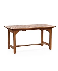 LuxenHome Natural Solid Wood 60"-78" Extending Rounded Rectangle Outdoor Dining Table