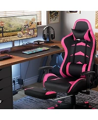 Massage Gaming Chair with Footrest