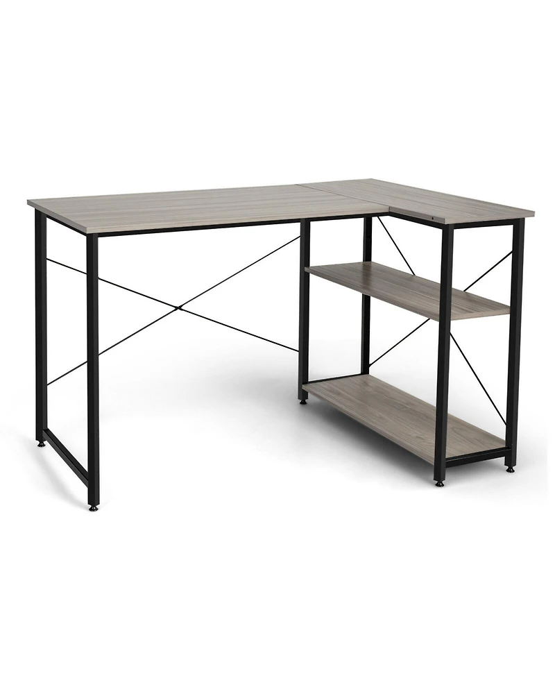 48 Inch Reversible L Shaped Computer Desk with Adjustable Shelf