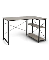 48 Inch Reversible L Shaped Computer Desk with Adjustable Shelf