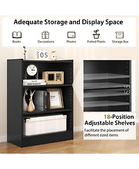 3-Tier Bookcase Open Display Rack Cabinet with Adjustable Shelves