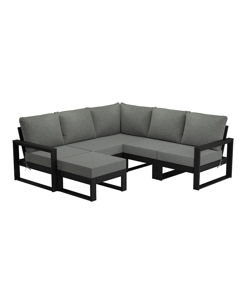 6-Piece Outdoor Patio Corner Sectional Sofa Conversation Set