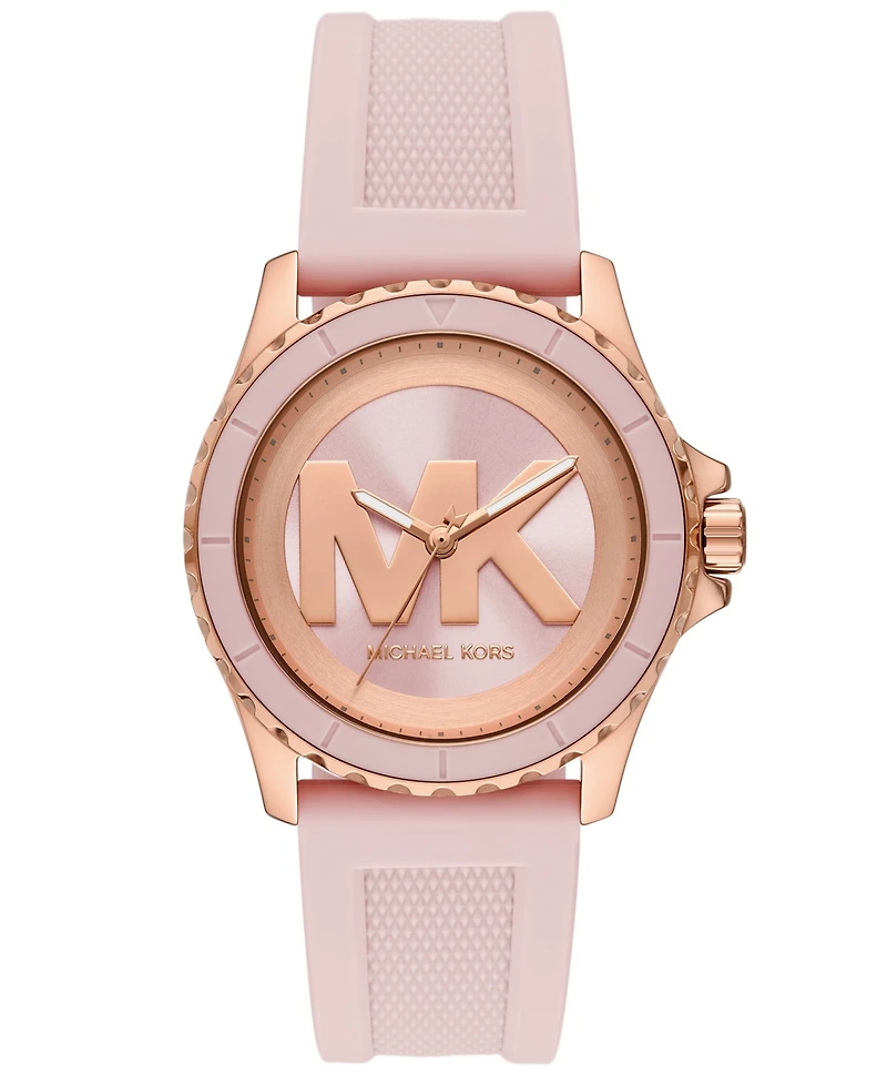 Michael Kors Women's Everest Three-Hand Blush Pink Silicone Watch, 40mm