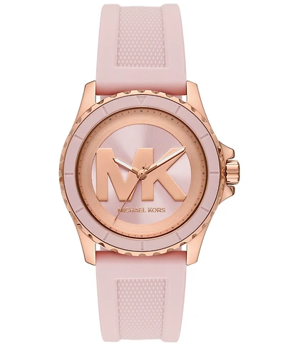 Michael Kors Women's Everest Three-Hand Blush Pink Silicone Watch, 40mm