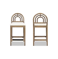 Set of 2 27" Arched Back Counter Stools, Upholstered Boucle Bar Chairs with Solid Wood Frame-The Pop Home