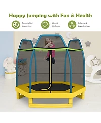 7 Ft Trampoline for Kids, Heavy Duty Steel Frame Small Mini Toddler Trampoline, Great Gifts for Boys Girls, Outdoor Indoor Kids Trampoline with Net, f