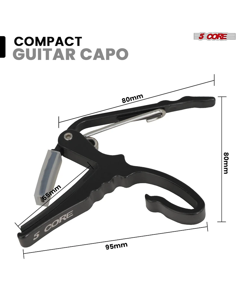 5Core Capo Acoustic Electric Guitar String Clip + 6Pcs Picks Celluloid Carry Bag - Al Blu