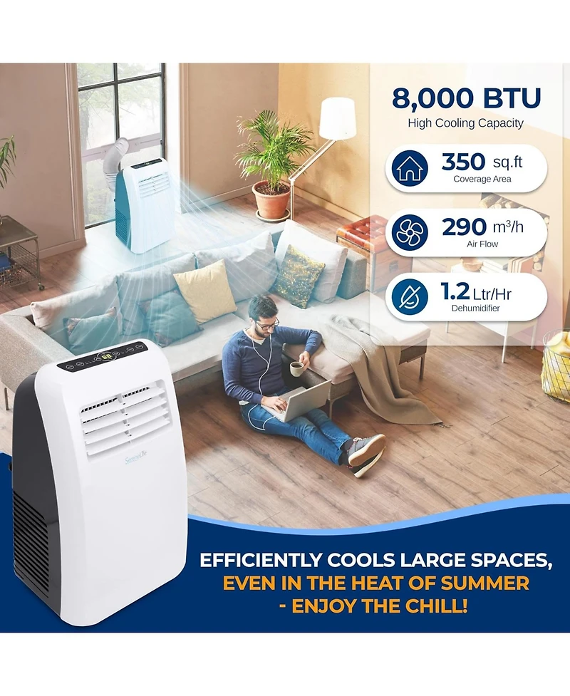 SereneLife 7,000 Btu Portable Air Conditioner with Dehumidifier & Fan