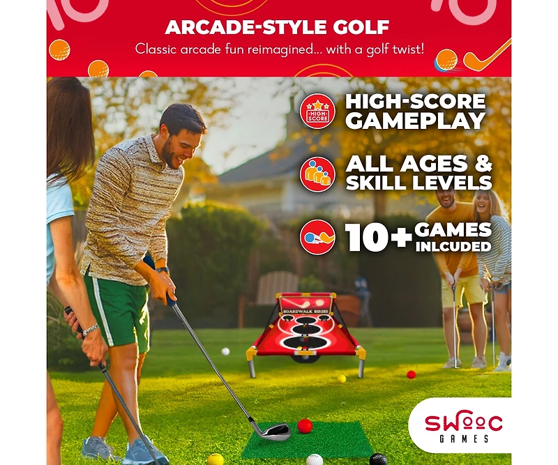 Boardwalk Birdie | Arcade Style Golf Game With Easy Setup & 10+ Games | Cornhole Golf Chipping Game | Indoor & Outdoor