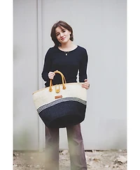 Balance Tri Stripes Handwoven Sisal Basket Tote Bag