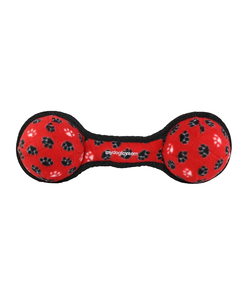 Tuffy Ultimate 2 Ball Tug Red Paw, 2 Pack Durable Squeaky Dog Toy