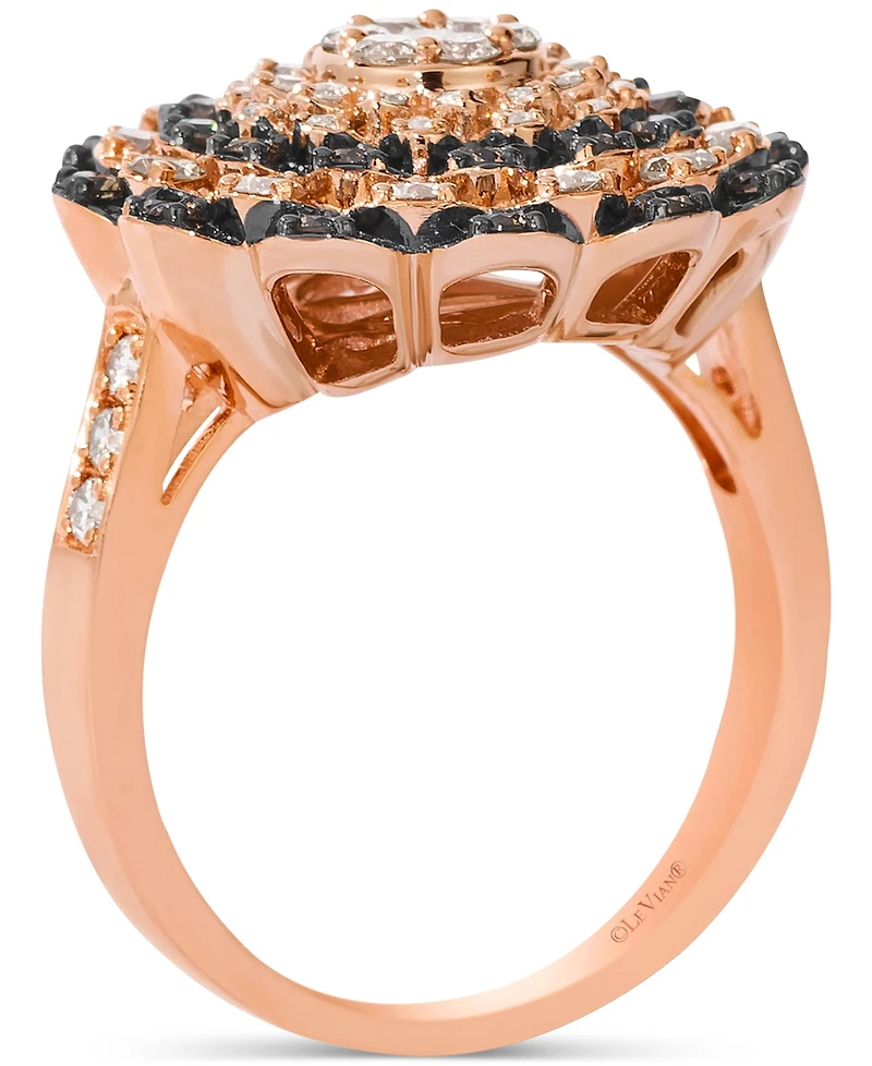 Le Vian Chocolate Diamond & Nude Diamond Flower Cluster Statement Ring (1-1/6 ct. t.w.) in 14k Rose Gold