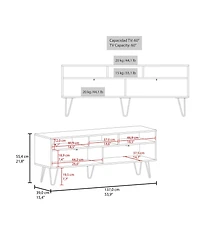 Salunga Tv Stand, 2 Doors, 3 Shelves, 5 Legs, White/Natural Oak