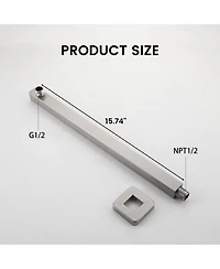 Square Wall-Mounted Shower Arm - 304 Stainless Steel, Universal 1/2" Npt Thread, Corrosion-Resistant, Easy Install, with Decorative Cover