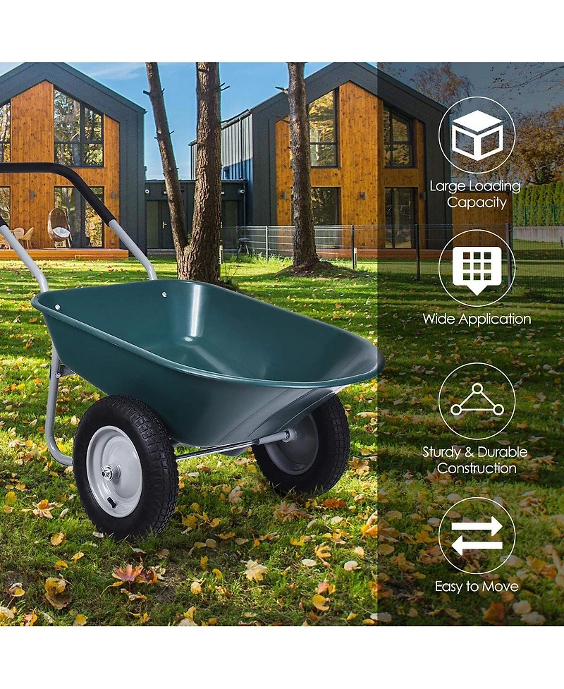 2 Tire Wheelbarrow Garden Cart Heavy-duty Dolly Utility Cart