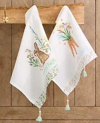 Design Imports Spring Bunny Cotton Dishtowels Set, 18"x28"