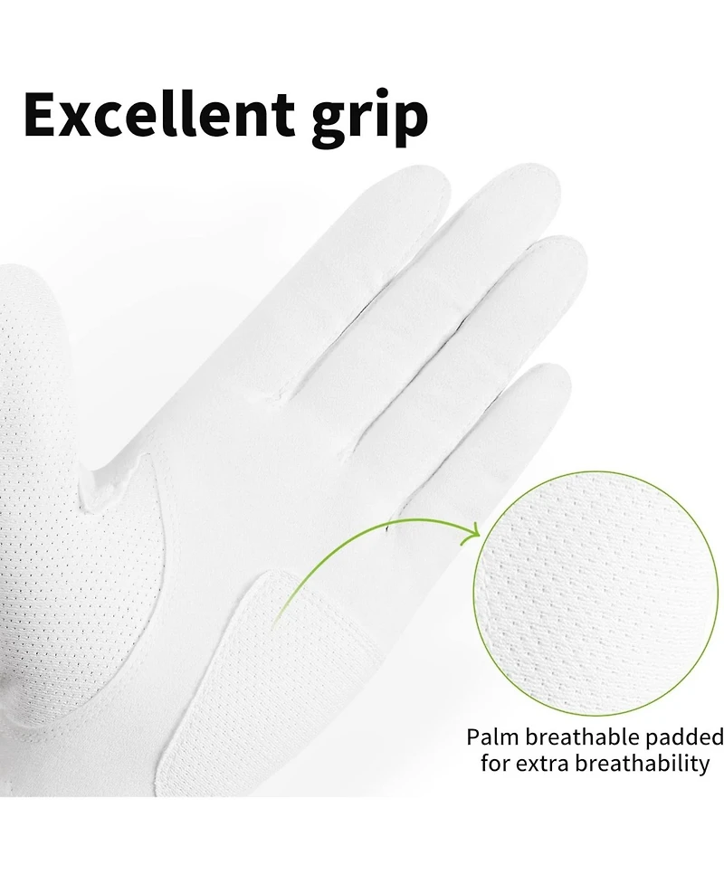 Wosofe Men s Golf Glove Left Hand non-slip breathable Lycra Nanocloth Soft Comfortable No Sweat All Weather liner and Green Fork