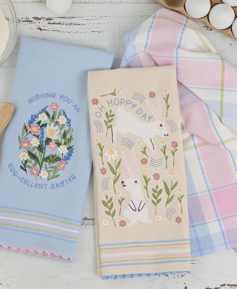 Design Imports Oh Hoppy Day Cotton Dishtowels Set, 18"x28"