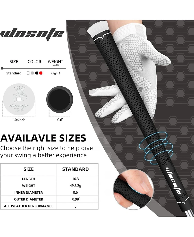 Wosofe Golf Grips 13 pcs Pack Standard Size Rubber Lightweight Non-Slip Soft For Men And Women