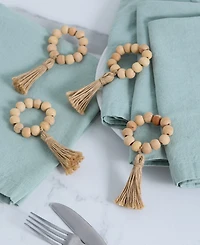Design Imports Wood Napkin Ring, Set of 4