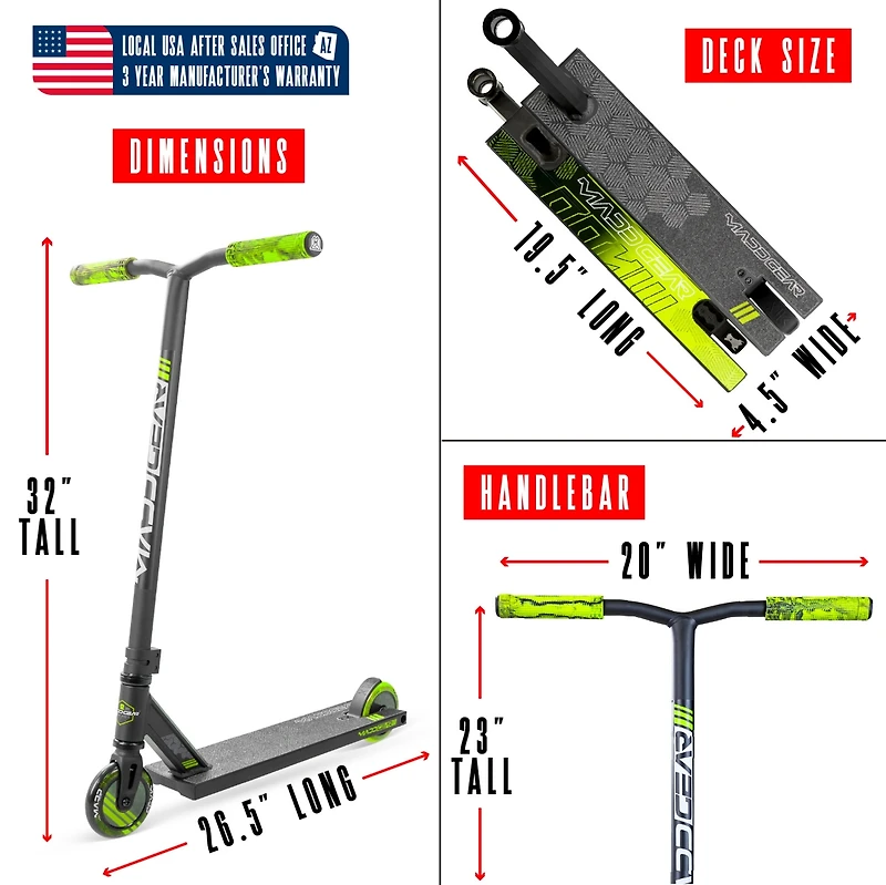 Pro Stunt Scooter for Kids Ages 8 - 12 – Lightweight Durable Trick Scooter for Skatepark and Street – Madd Gear MG3