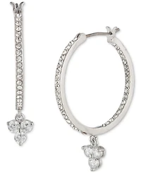 Marchesa Silver-Tone Crystal Trio Charm Hoop Earrings